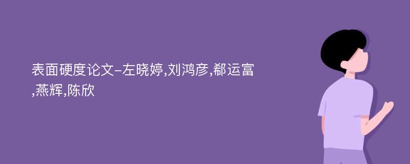 表面硬度论文-左晓婷,刘鸿彦,郗运富,燕辉,陈欣