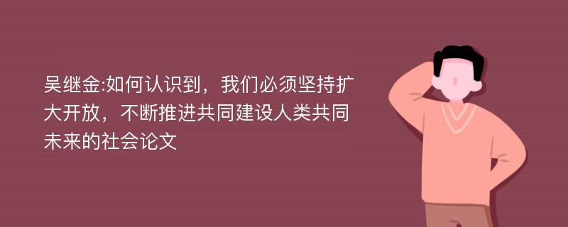 吴继金:如何认识到，我们必须坚持扩大开放，不断推进共同建设人类共同未来的社会论文