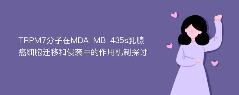 TRPM7分子在MDA-MB-435s乳腺癌细胞迁移和侵袭中的作用机制探讨