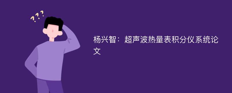 杨兴智：超声波热量表积分仪系统论文