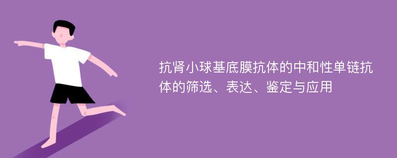 抗肾小球基底膜抗体的中和性单链抗体的筛选、表达、鉴定与应用