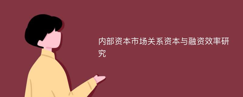 内部资本市场关系资本与融资效率研究