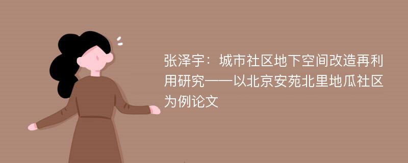 张泽宇：城市社区地下空间改造再利用研究——以北京安苑北里地瓜社区为例论文