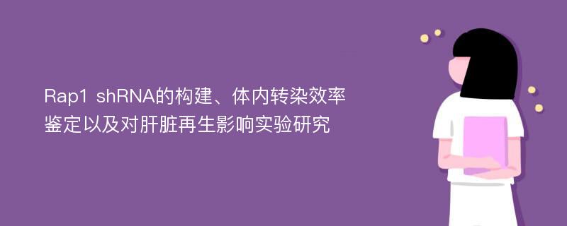 Rap1 shRNA的构建、体内转染效率鉴定以及对肝脏再生影响实验研究