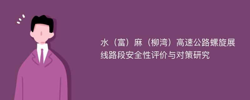 水（富）麻（柳湾）高速公路螺旋展线路段安全性评价与对策研究