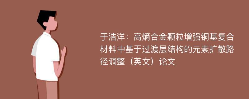 于浩洋：高熵合金颗粒增强铜基复合材料中基于过渡层结构的元素扩散路径调整（英文）论文