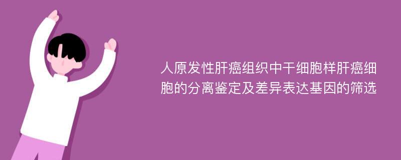 人原发性肝癌组织中干细胞样肝癌细胞的分离鉴定及差异表达基因的筛选