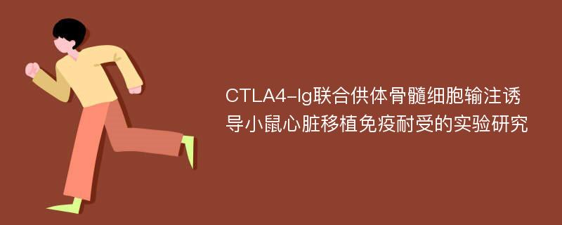 CTLA4-Ig联合供体骨髓细胞输注诱导小鼠心脏移植免疫耐受的实验研究