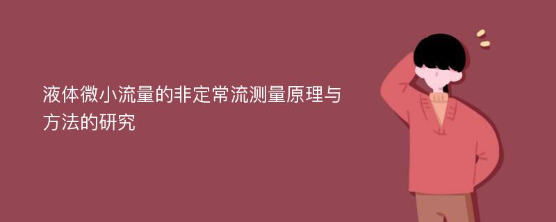 液体微小流量的非定常流测量原理与方法的研究