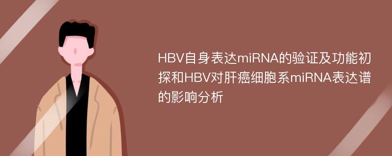 HBV自身表达miRNA的验证及功能初探和HBV对肝癌细胞系miRNA表达谱的影响分析