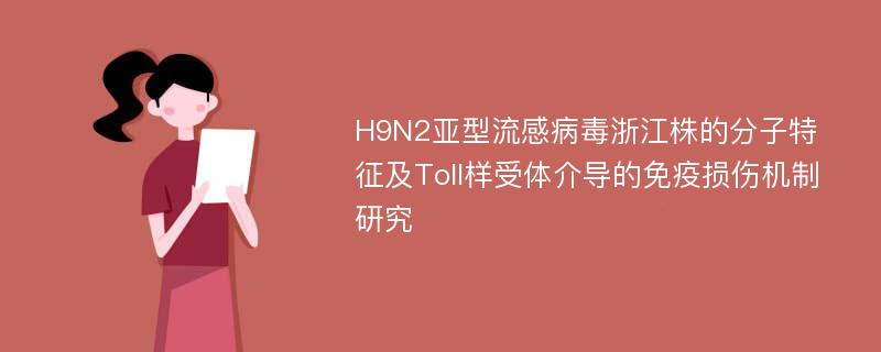 H9N2亚型流感病毒浙江株的分子特征及Toll样受体介导的免疫损伤机制研究