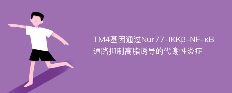 TM4基因通过Nur77-IKKβ-NF-κB通路抑制高脂诱导的代谢性炎症