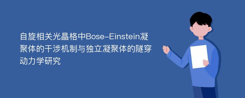 自旋相关光晶格中Bose-Einstein凝聚体的干涉机制与独立凝聚体的隧穿动力学研究