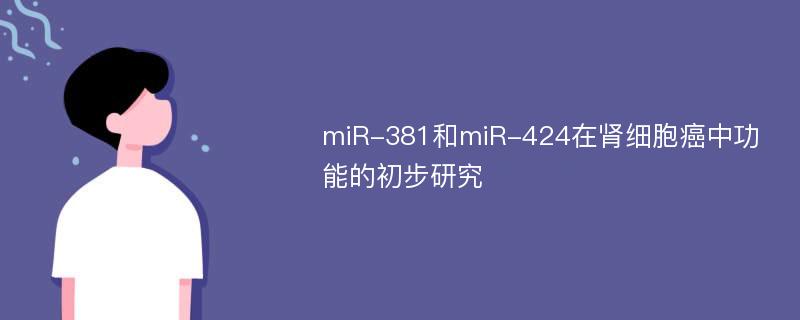 miR-381和miR-424在肾细胞癌中功能的初步研究