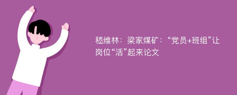 嵇维林：梁家煤矿：“党员+班组”让岗位“活”起来论文