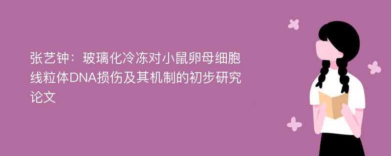 张艺钟：玻璃化冷冻对小鼠卵母细胞线粒体DNA损伤及其机制的初步研究论文