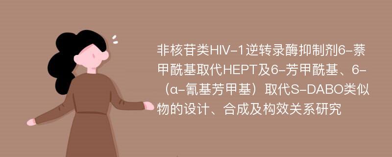 非核苷类HIV-1逆转录酶抑制剂6-萘甲酰基取代HEPT及6-芳甲酰基、6-（α-氰基芳甲基）取代S-DABO类似物的设计、合成及构效关系研究