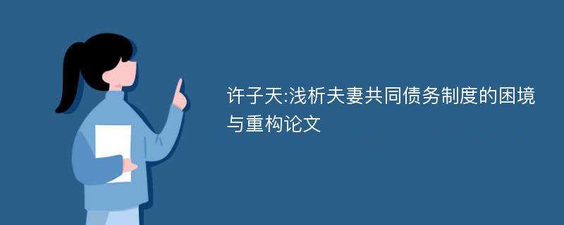 许子天:浅析夫妻共同债务制度的困境与重构论文