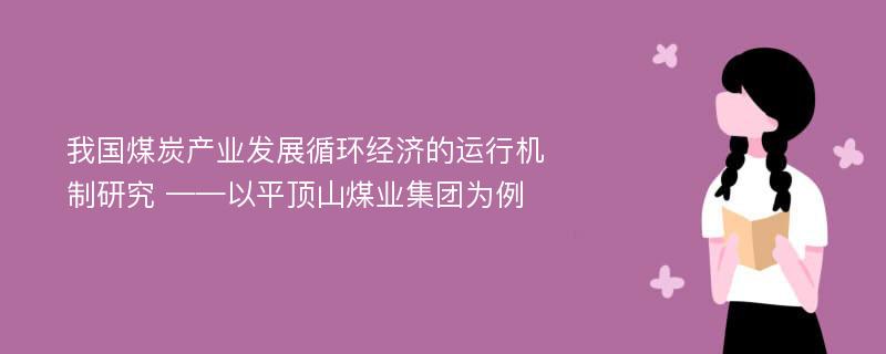 我国煤炭产业发展循环经济的运行机制研究 ——以平顶山煤业集团为例