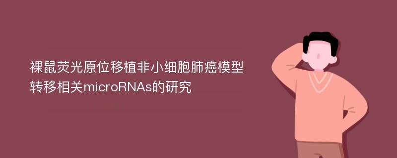 裸鼠荧光原位移植非小细胞肺癌模型转移相关microRNAs的研究