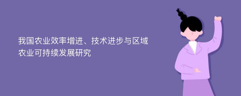 我国农业效率增进、技术进步与区域农业可持续发展研究