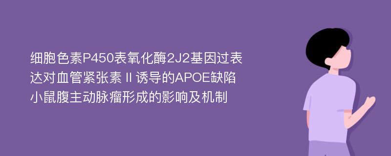 细胞色素P450表氧化酶2J2基因过表达对血管紧张素Ⅱ诱导的APOE缺陷小鼠腹主动脉瘤形成的影响及机制