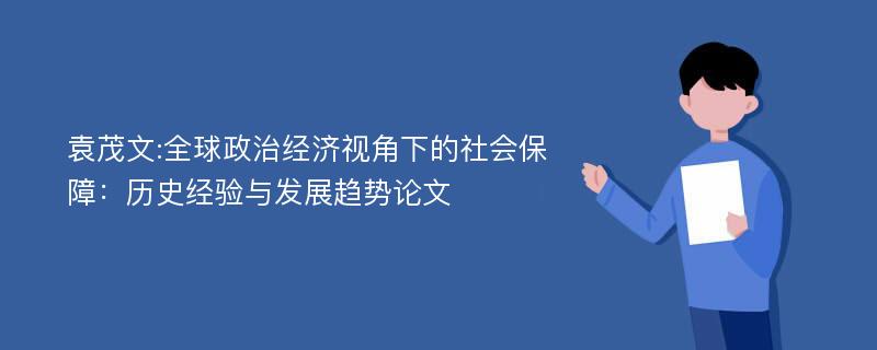 袁茂文:全球政治经济视角下的社会保障：历史经验与发展趋势论文