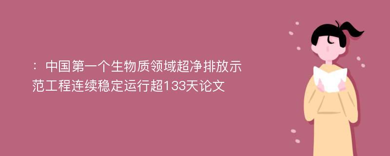 ：中国第一个生物质领域超净排放示范工程连续稳定运行超133天论文