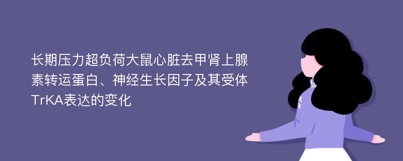 长期压力超负荷大鼠心脏去甲肾上腺素转运蛋白、神经生长因子及其受体TrKA表达的变化