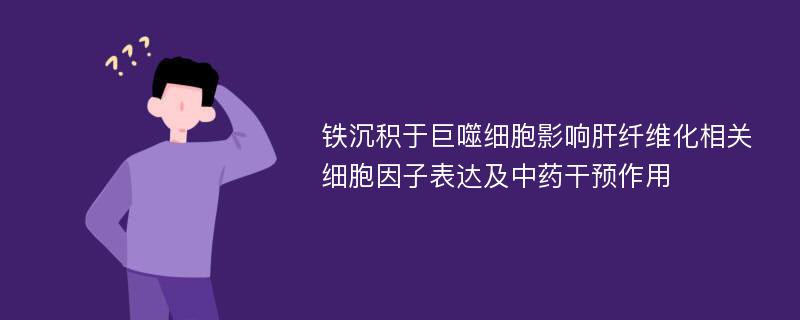 铁沉积于巨噬细胞影响肝纤维化相关细胞因子表达及中药干预作用