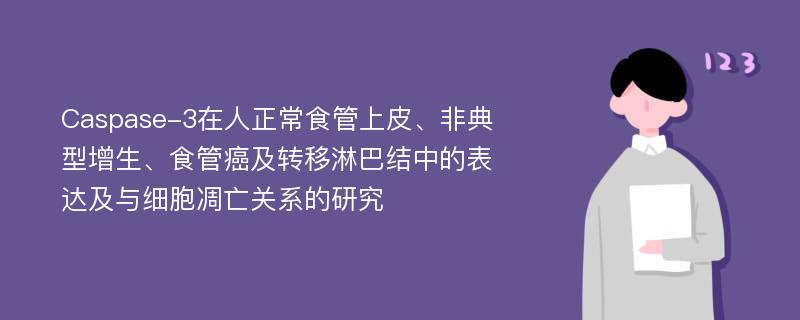 Caspase-3在人正常食管上皮、非典型增生、食管癌及转移淋巴结中的表达及与细胞凋亡关系的研究