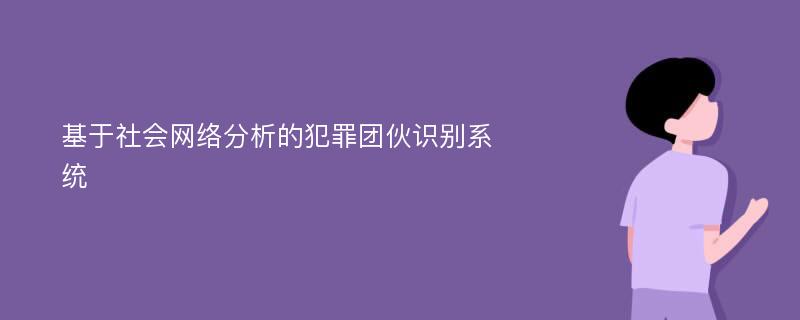 基于社会网络分析的犯罪团伙识别系统