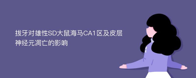 拔牙对雄性SD大鼠海马CA1区及皮层神经元凋亡的影响