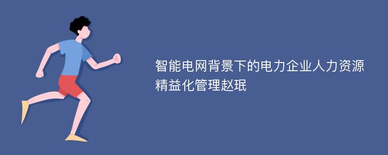 智能电网背景下的电力企业人力资源精益化管理赵珉