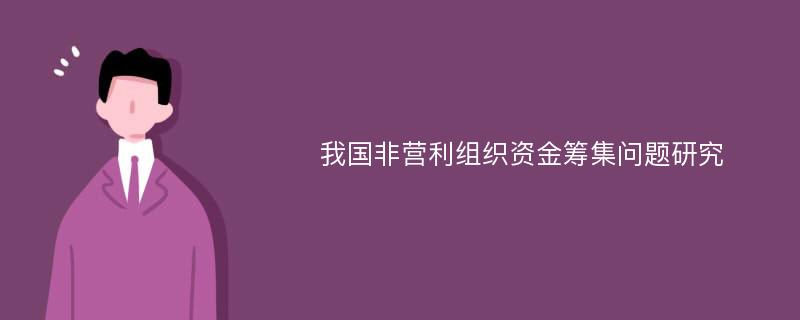 我国非营利组织资金筹集问题研究