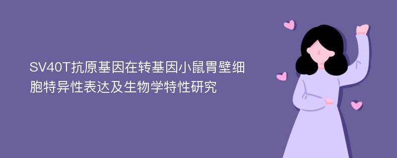 SV40T抗原基因在转基因小鼠胃壁细胞特异性表达及生物学特性研究