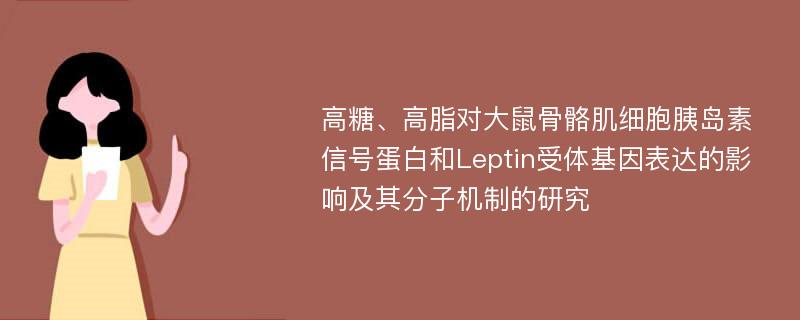 高糖、高脂对大鼠骨骼肌细胞胰岛素信号蛋白和Leptin受体基因表达的影响及其分子机制的研究