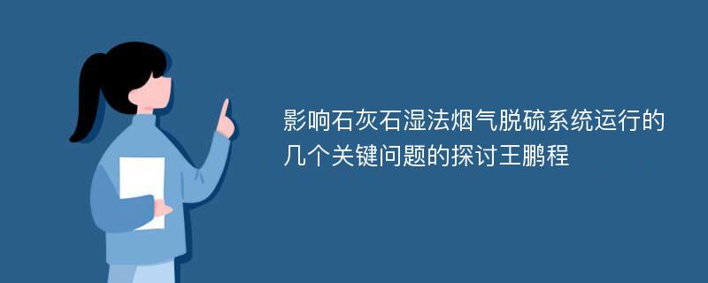 影响石灰石湿法烟气脱硫系统运行的几个关键问题的探讨王鹏程