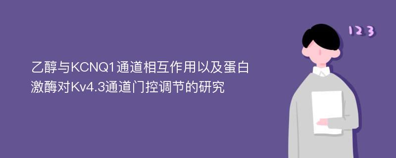 乙醇与KCNQ1通道相互作用以及蛋白激酶对Kv4.3通道门控调节的研究