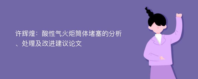 许辉煌：酸性气火炬筒体堵塞的分析、处理及改进建议论文