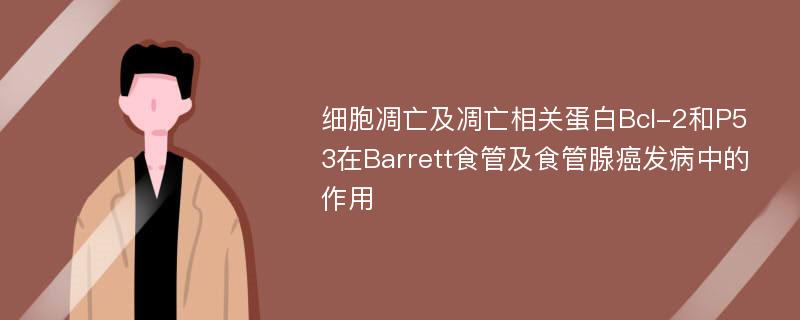 细胞凋亡及凋亡相关蛋白Bcl-2和P53在Barrett食管及食管腺癌发病中的作用