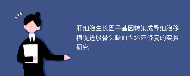 肝细胞生长因子基因转染成骨细胞移植促进股骨头缺血性坏死修复的实验研究