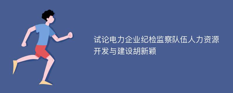 试论电力企业纪检监察队伍人力资源开发与建设胡新颖