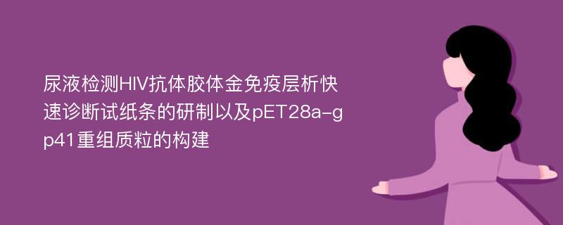 尿液检测HIV抗体胶体金免疫层析快速诊断试纸条的研制以及pET28a-gp41重组质粒的构建