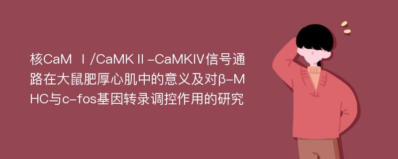 核CaM Ⅰ/CaMKⅡ-CaMKⅣ信号通路在大鼠肥厚心肌中的意义及对β-MHC与c-fos基因转录调控作用的研究