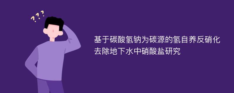 基于碳酸氢钠为碳源的氢自养反硝化去除地下水中硝酸盐研究