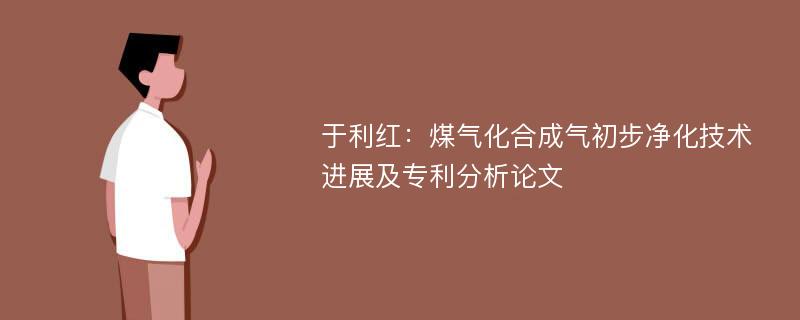 于利红：煤气化合成气初步净化技术进展及专利分析论文