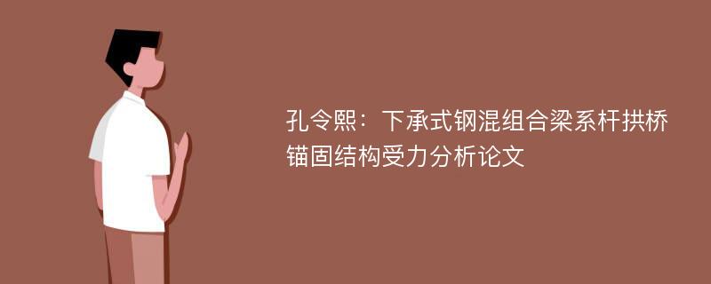 孔令熙：下承式钢混组合梁系杆拱桥锚固结构受力分析论文