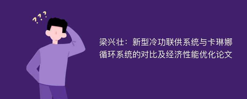 梁兴壮：新型冷功联供系统与卡琳娜循环系统的对比及经济性能优化论文