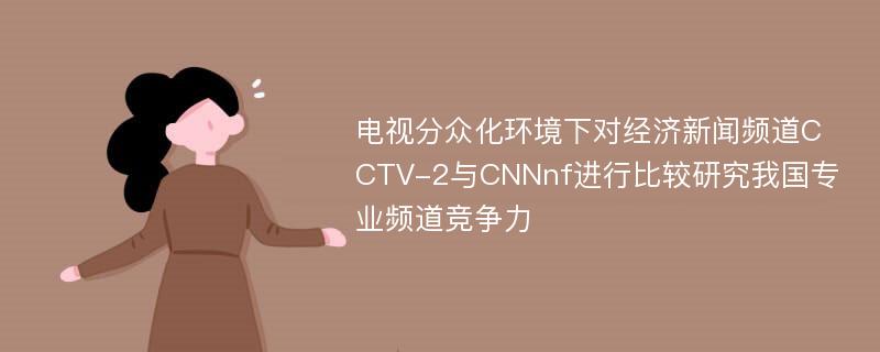 电视分众化环境下对经济新闻频道CCTV-2与CNNnf进行比较研究我国专业频道竞争力